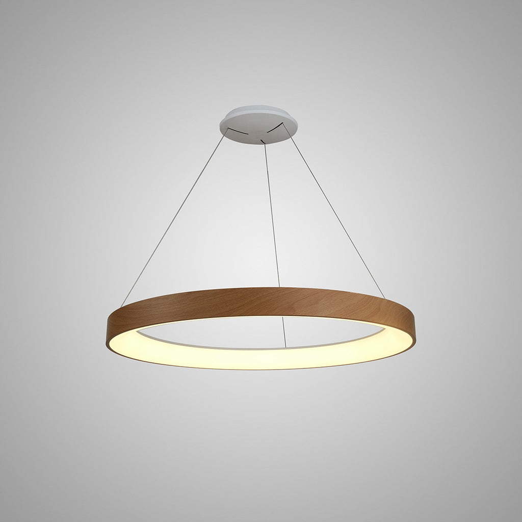 M8016 Niseko Ring Pendant 65cm 50W LED Remote Control Wood