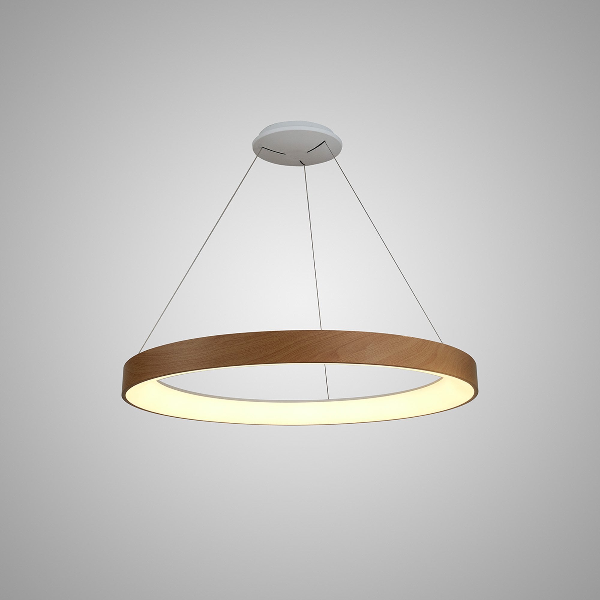 M8016 Niseko Ring Pendant 65cm 50W LED Remote Control Wood