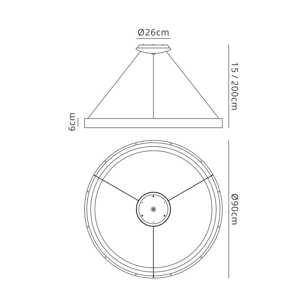 M7750 Niseko Ring Pendant 90cm 66W LED Remote Control White