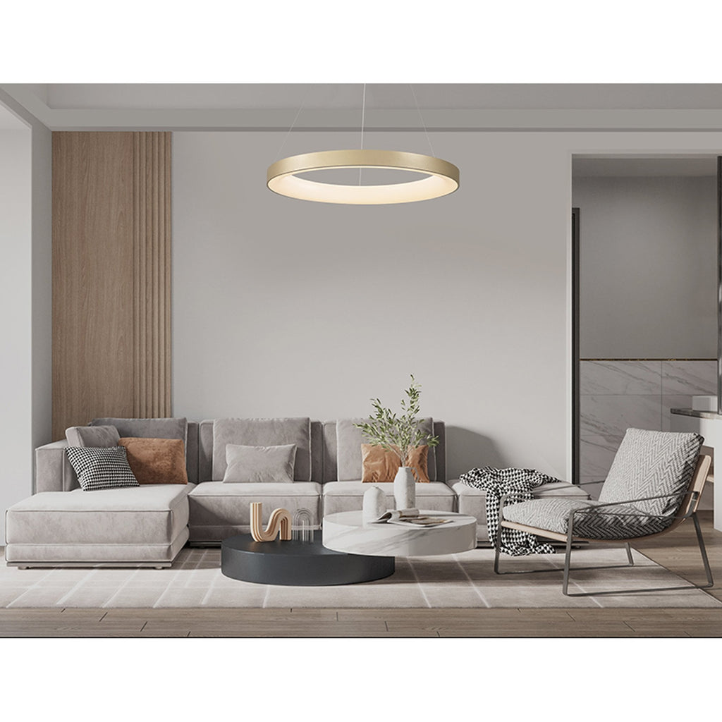 M7750 Niseko Ring Pendant 90cm 66W LED Remote Control White