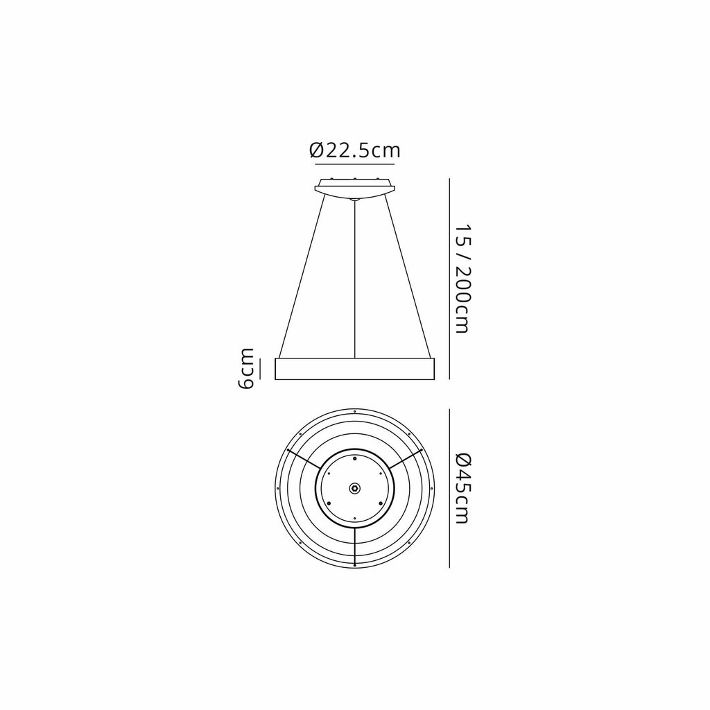 M8017 Niseko Ring Pendant 45cm 32W LED Remote Control Wood