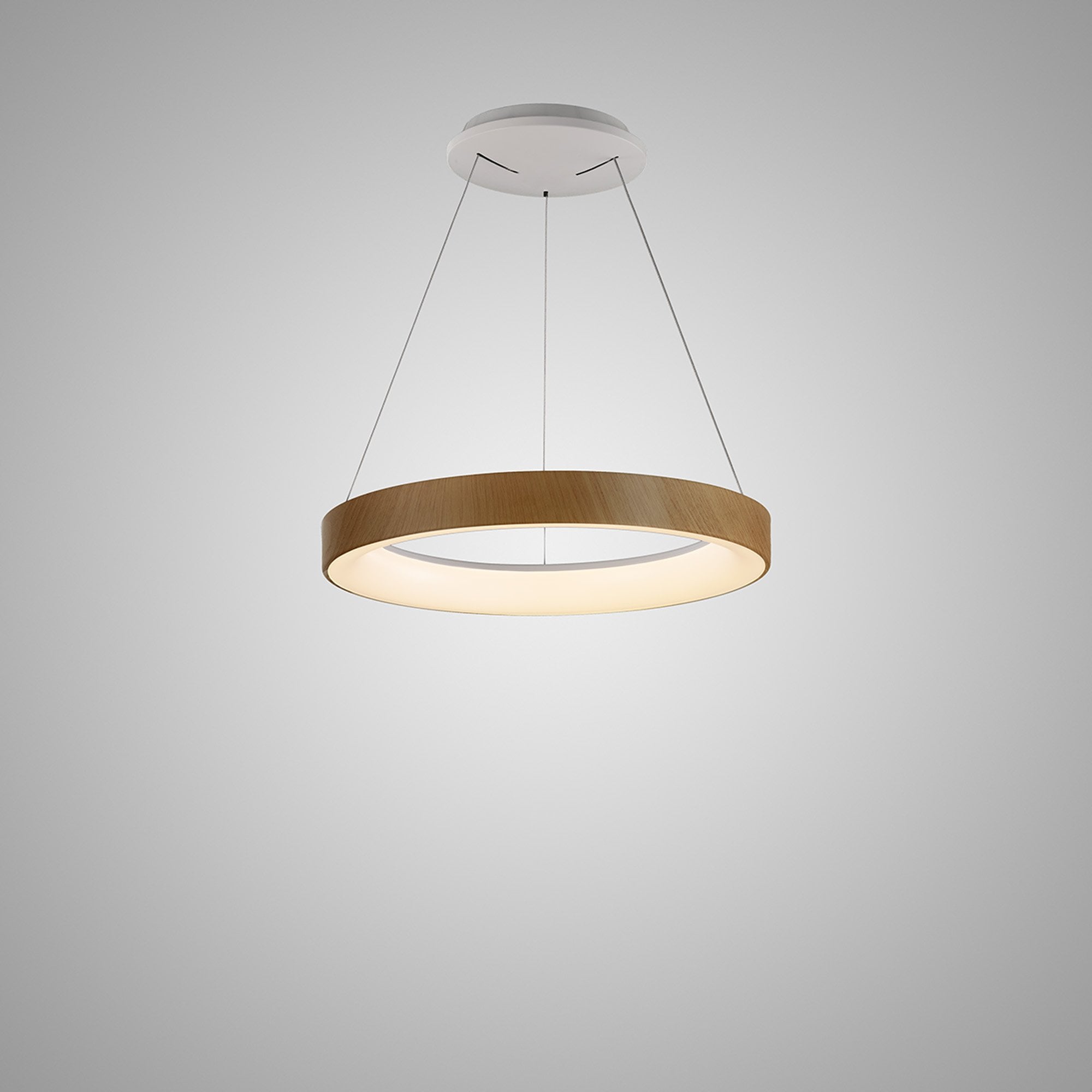 M8017 Niseko Ring Pendant 45cm 32W LED Remote Control Wood