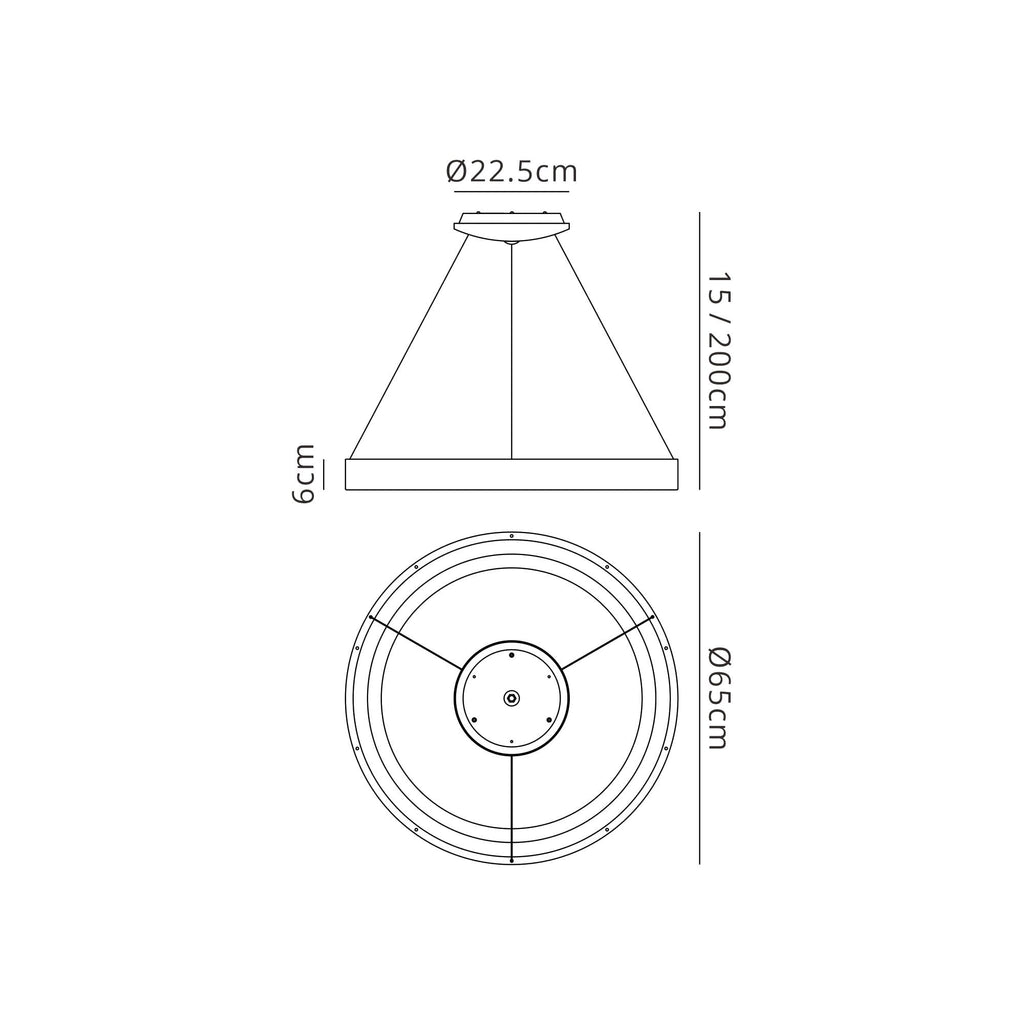 M7751 Niseko Ring Pendant 65cm 50W LED Remote Control White