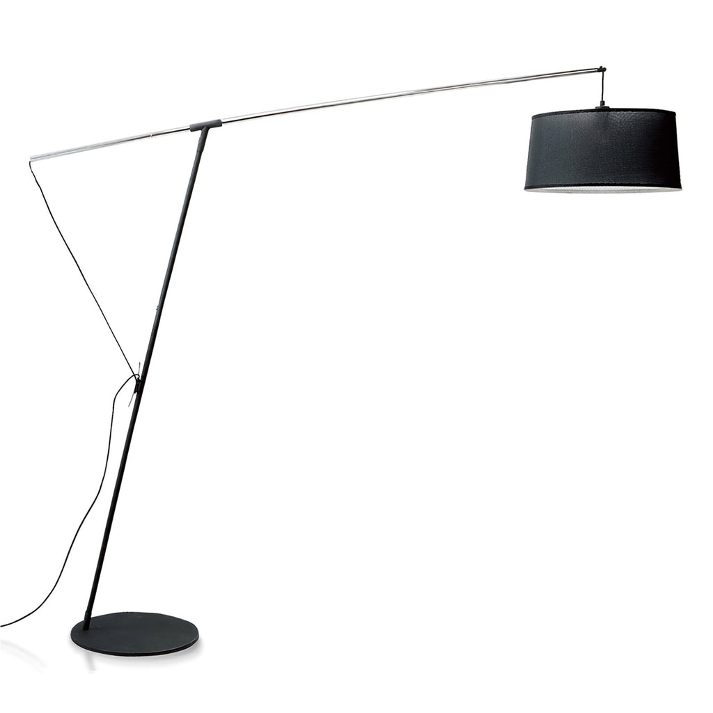 M4968 Nordica Floor Lamp E27 Black Shade Black/Polished Chrome