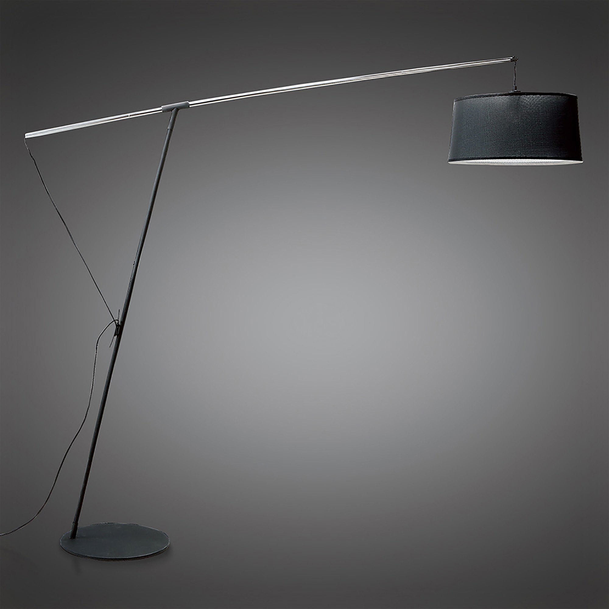 M4968 Nordica Floor Lamp E27 Black Shade Black/Polished Chrome