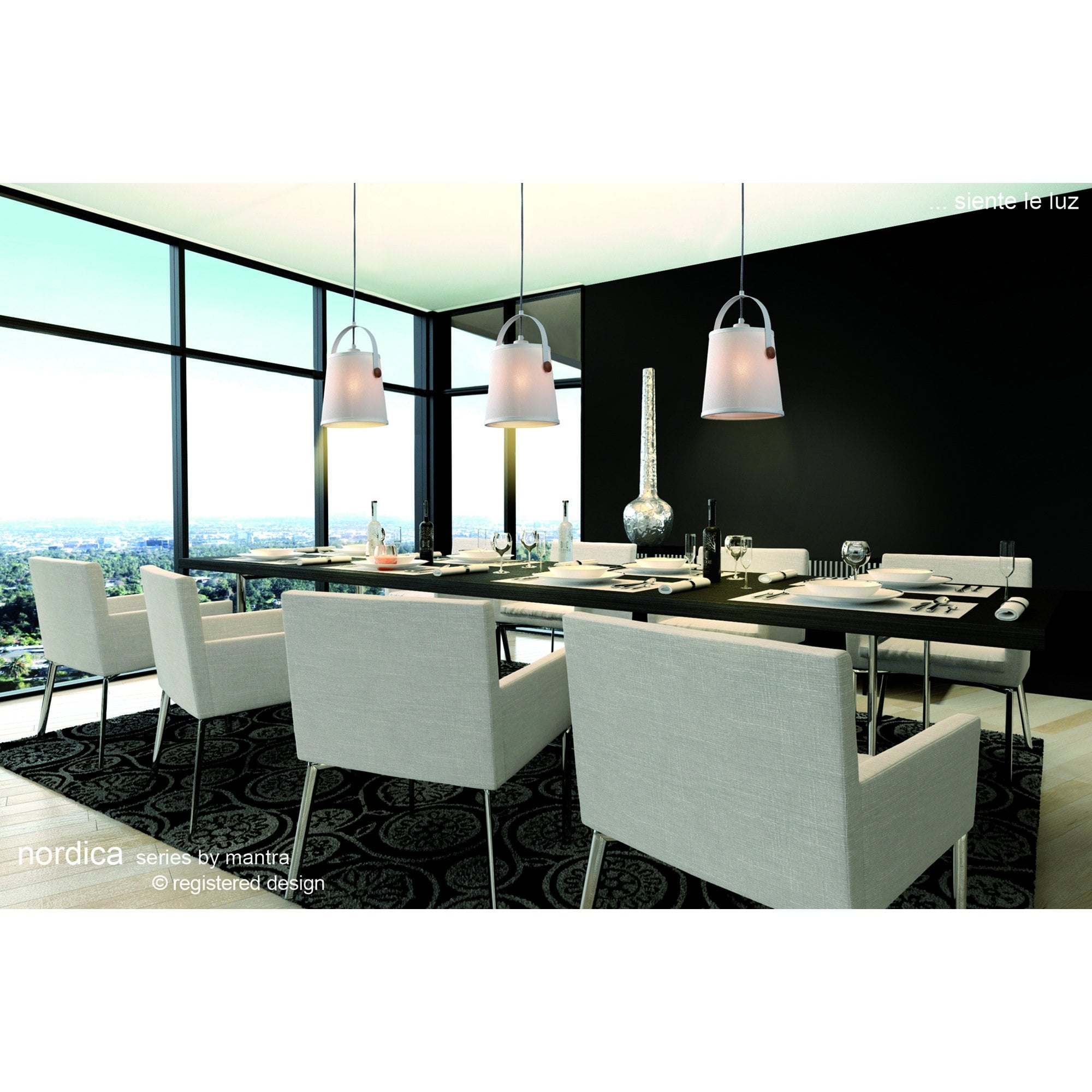 M4968 Nordica Floor Lamp E27 Black Shade Black/Polished Chrome
