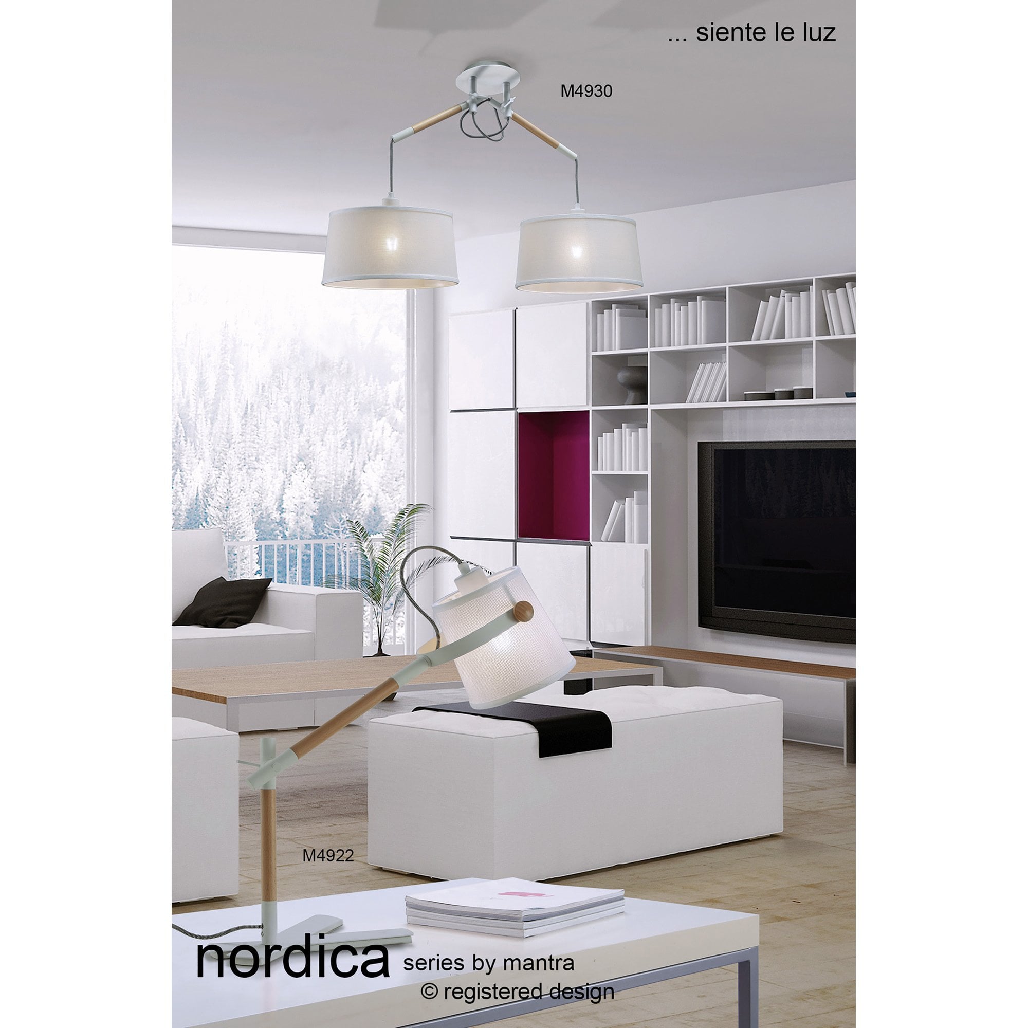 M4968 Nordica Floor Lamp E27 Black Shade Black/Polished Chrome