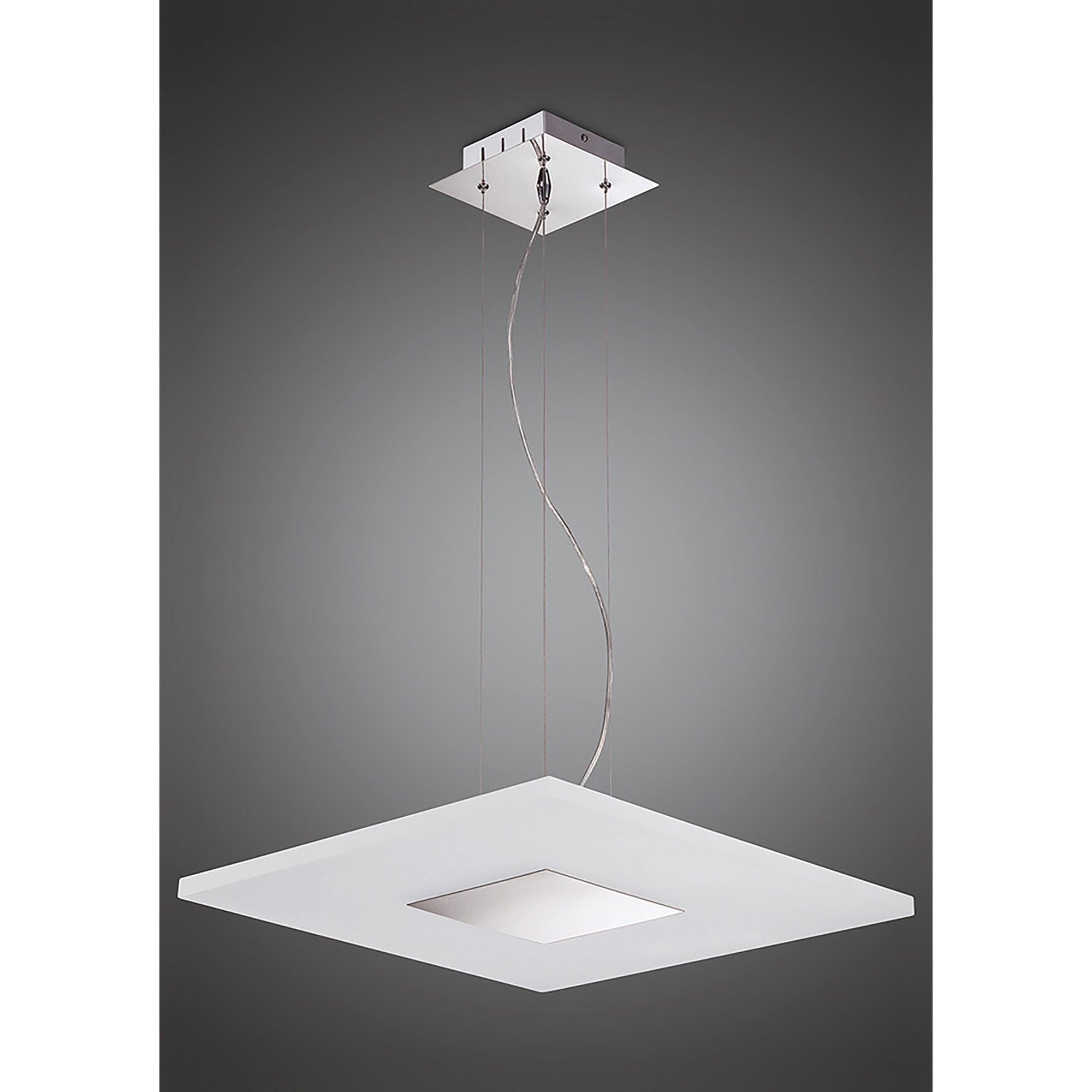 M8120/1 Notte Pendant 28W LED Square Polished Chrome/Frosted Acrylic