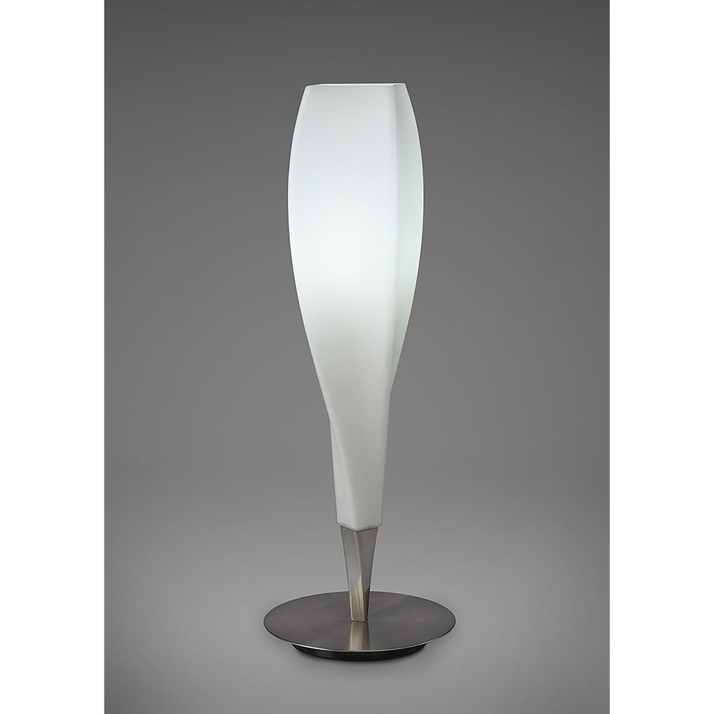M3572 Neo Table Lamp 1 Light E27 Satin Nickel/Frosted White Glass