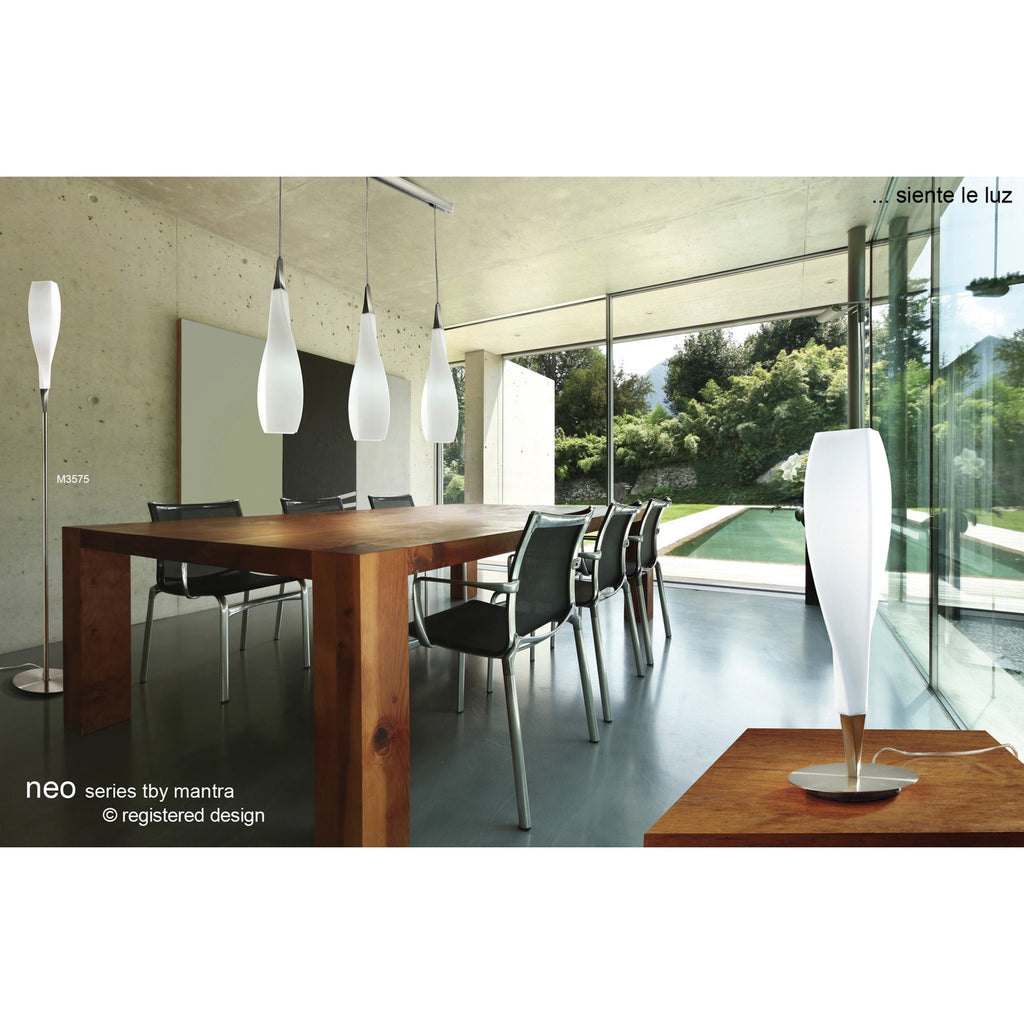 M3572 Neo Table Lamp 1 Light E27 Satin Nickel/Frosted White Glass