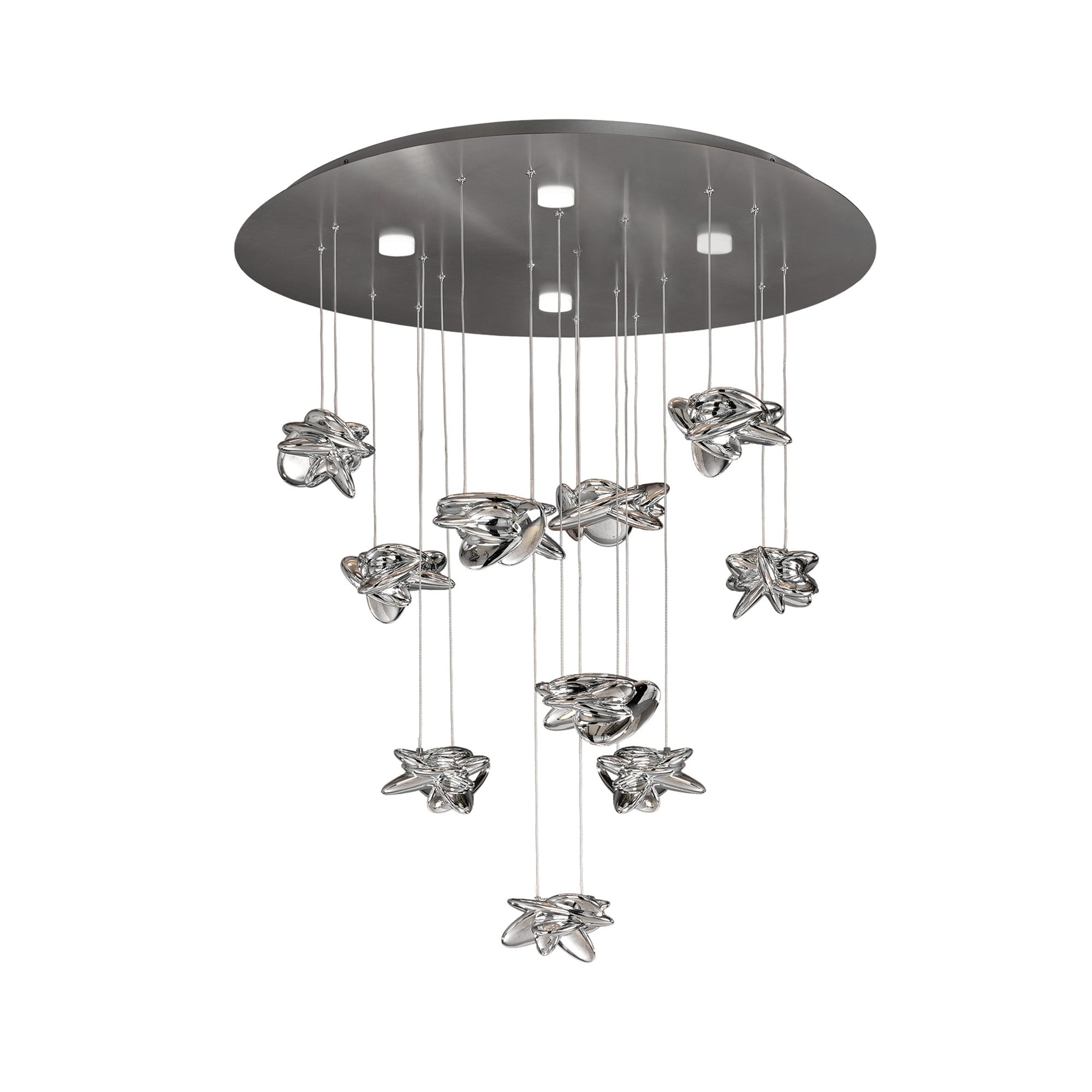 M5900 Nido Pendant 90cm Round 10 + 4 Lights 60W + 20W LED Chrome