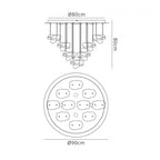M5900 Nido Pendant 90cm Round 10 + 4 Lights 60W + 20W LED Chrome