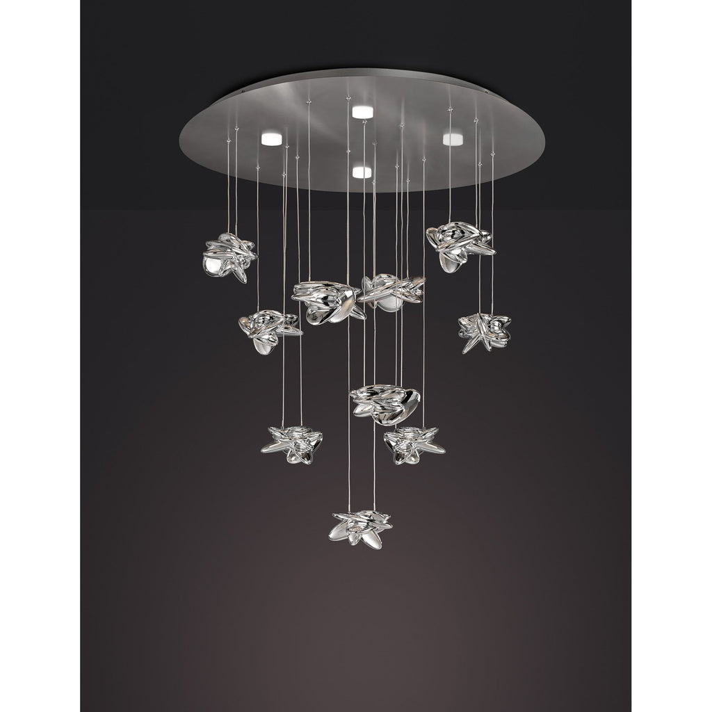 M5900 Nido Pendant 90cm Round 10 + 4 Lights 60W + 20W LED Chrome
