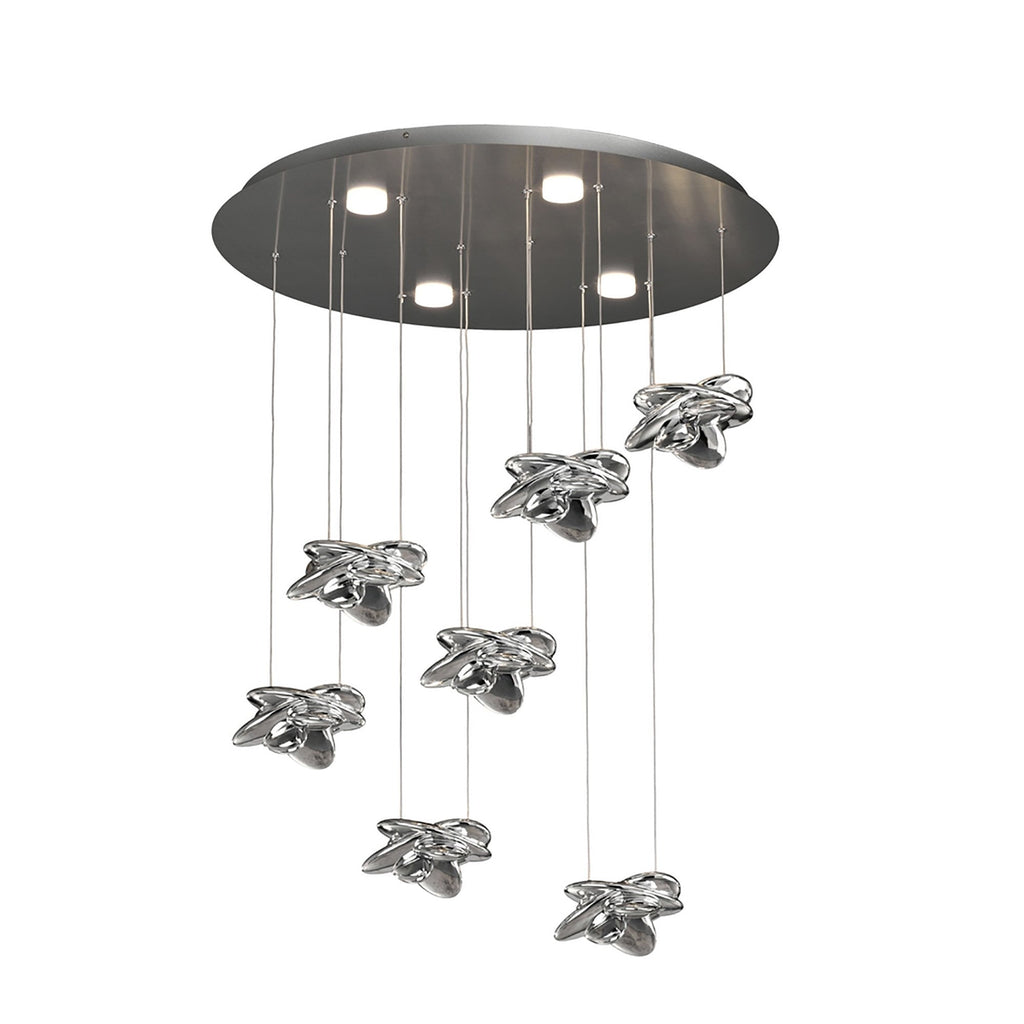 M5901 Nido Pendant 75cm Round 7 + 4 Lights 42W + 20W LED Chrome