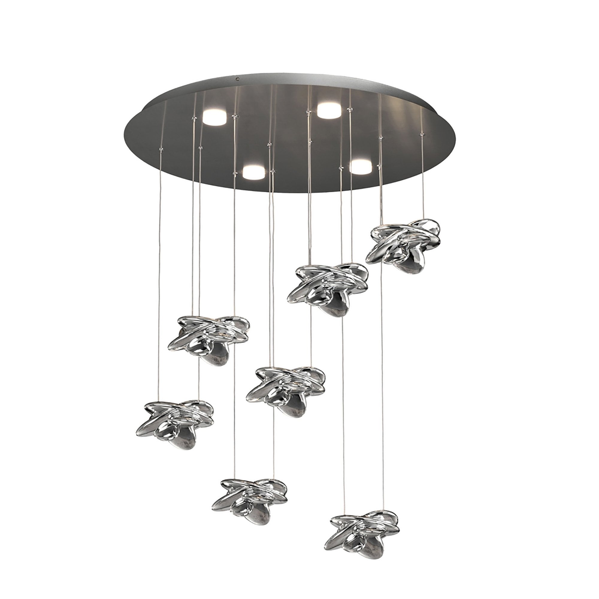 M5901 Nido Pendant 75cm Round 7 + 4 Lights 42W + 20W LED Chrome