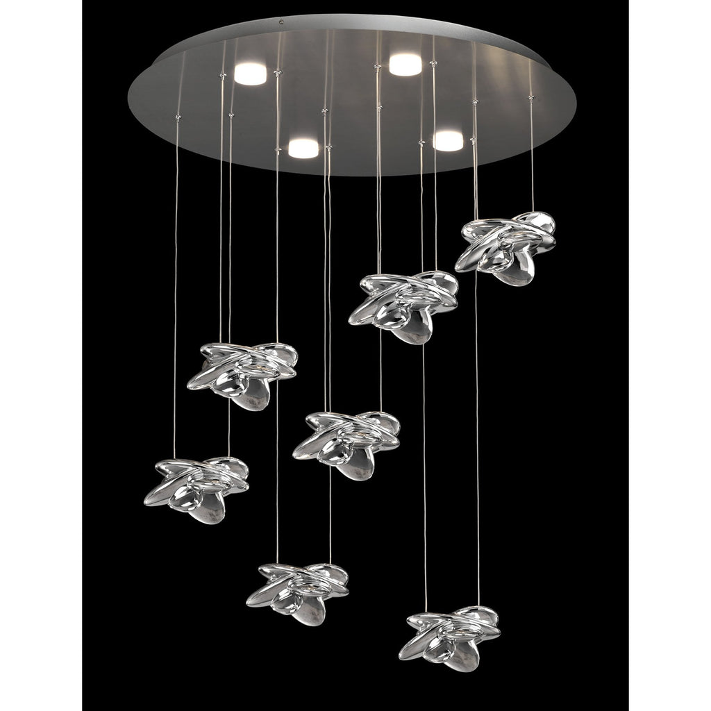 M5901 Nido Pendant 75cm Round 7 + 4 Lights 42W + 20W LED Chrome