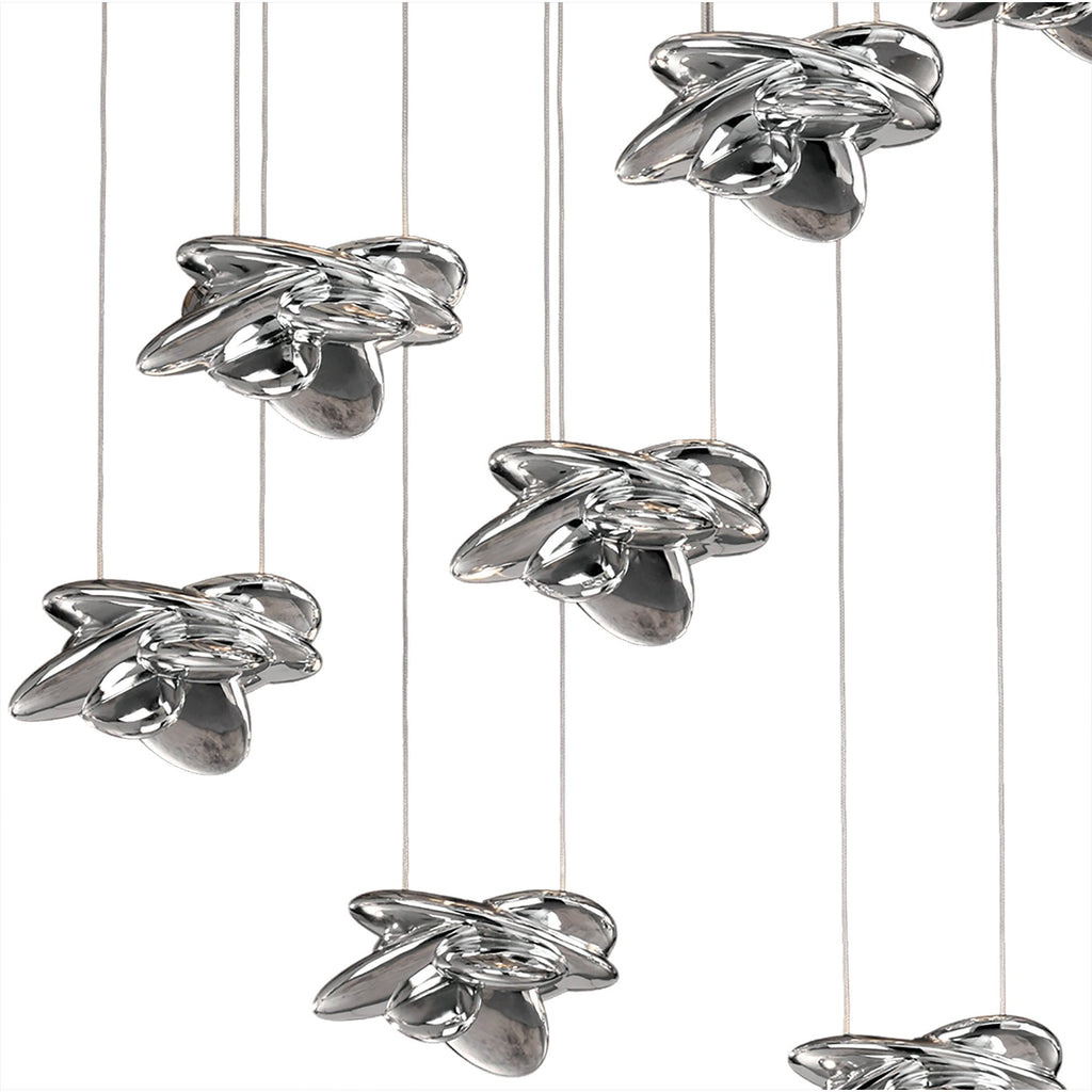M5901 Nido Pendant 75cm Round 7 + 4 Lights 42W + 20W LED Chrome