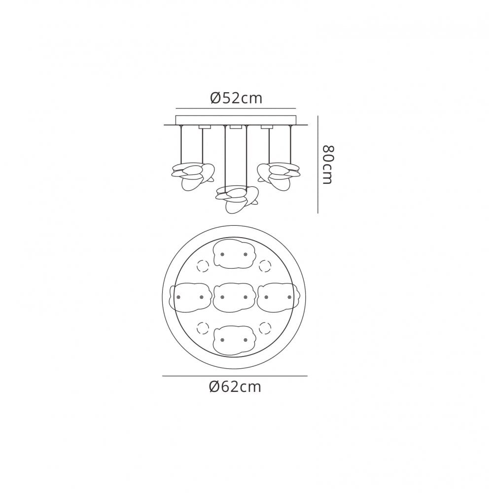 M5902 Nido Pendant 62cm Round 5 + 4 Lights 30W + 20W LED Chrome