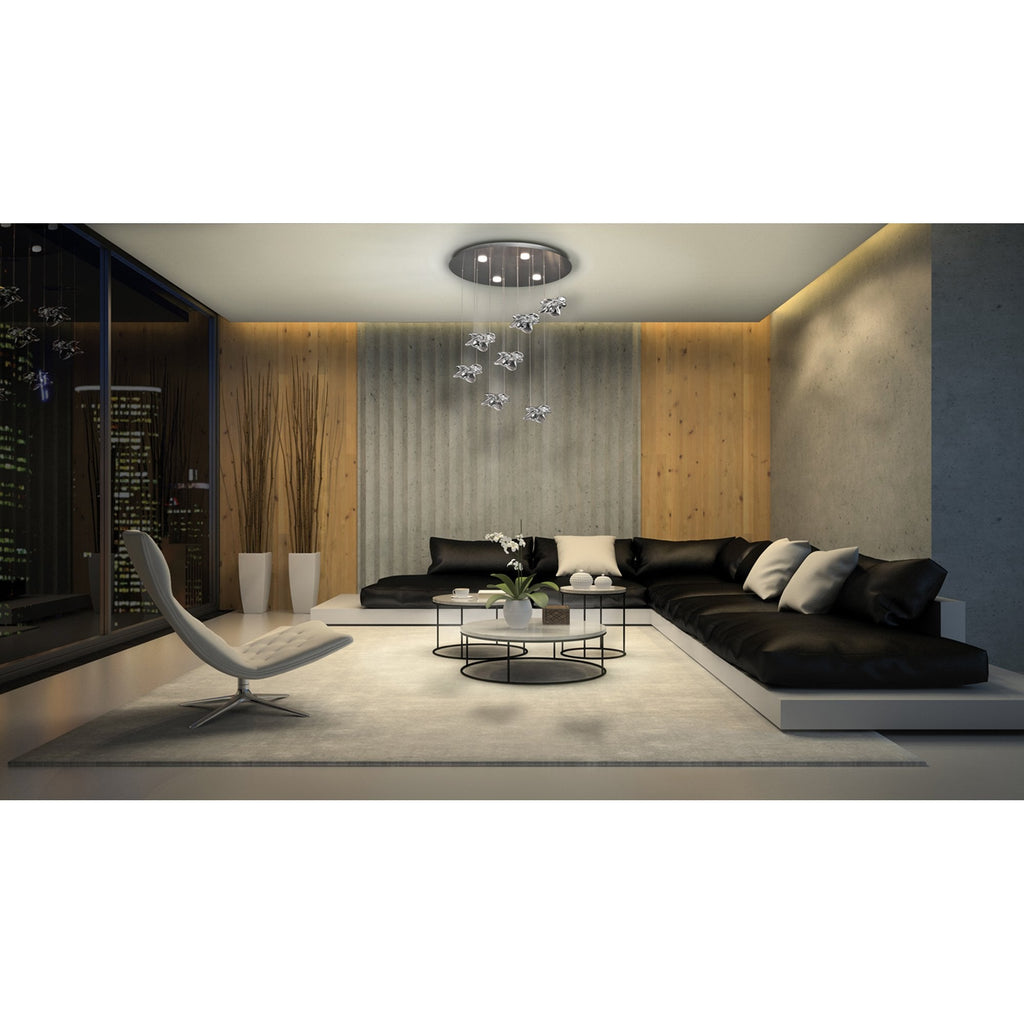 M5902 Nido Pendant 62cm Round 5 + 4 Lights 30W + 20W LED Chrome