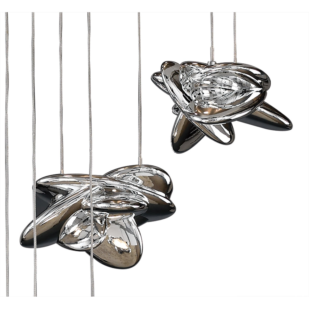 M5902 Nido Pendant 62cm Round 5 + 4 Lights 30W + 20W LED Chrome