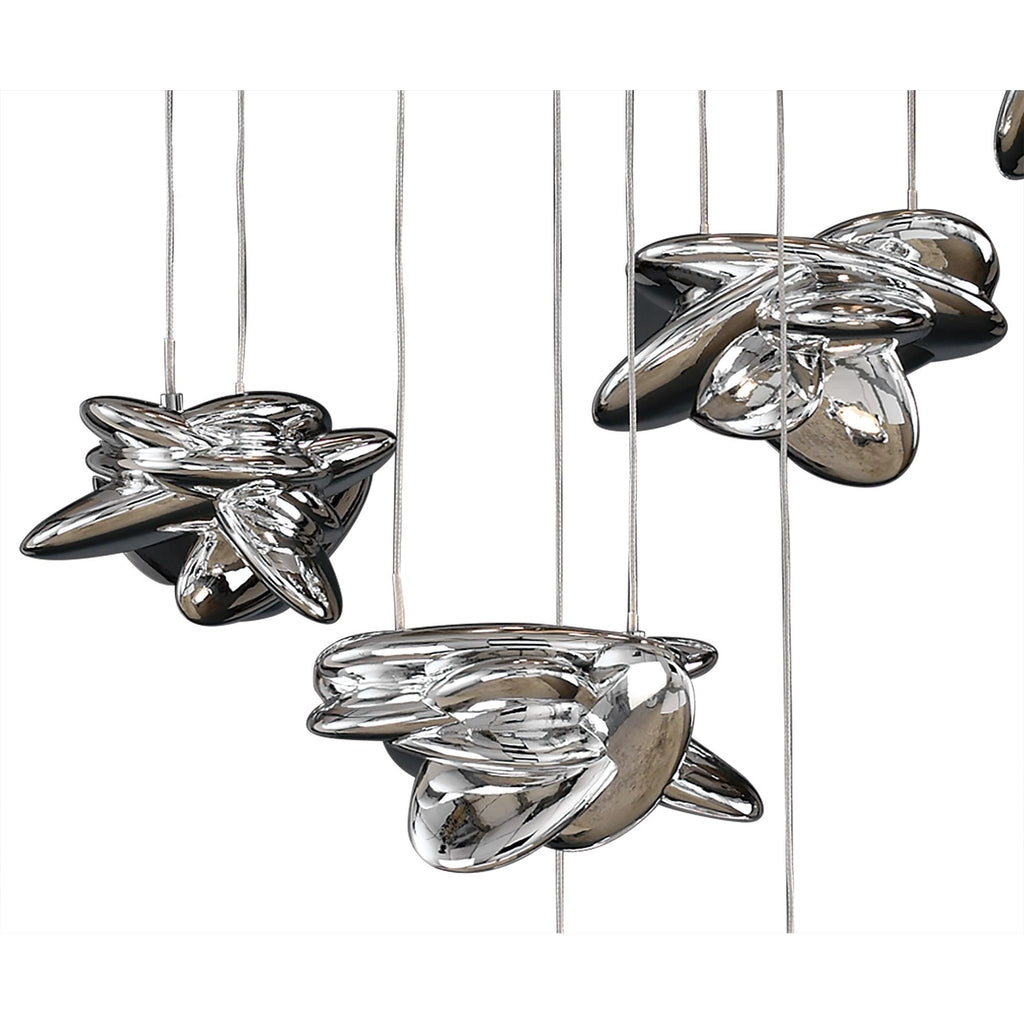 M5902 Nido Pendant 62cm Round 5 + 4 Lights 30W + 20W LED Chrome
