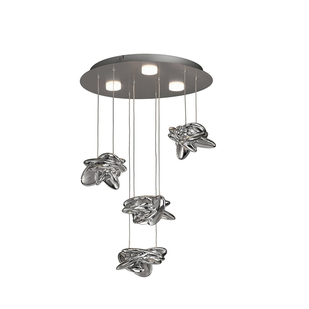 M5903 Nido Pendant 45cm Round 4 + 2 Lights 24W + 10W LED Chrome