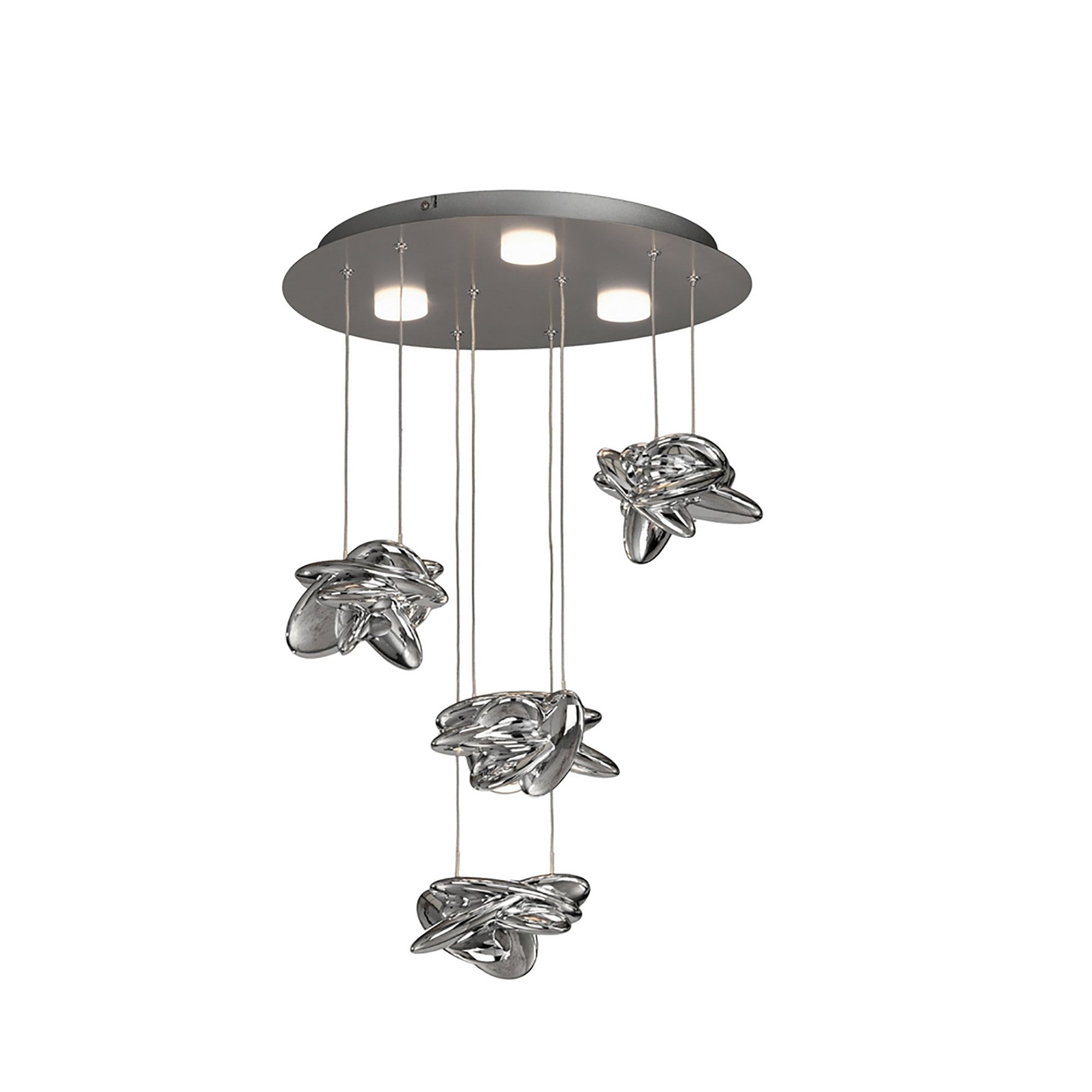 M5903 Nido Pendant 45cm Round 4 + 2 Lights 24W + 10W LED Chrome