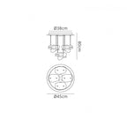 M5903 Nido Pendant 45cm Round 4 + 2 Lights 24W + 10W LED Chrome