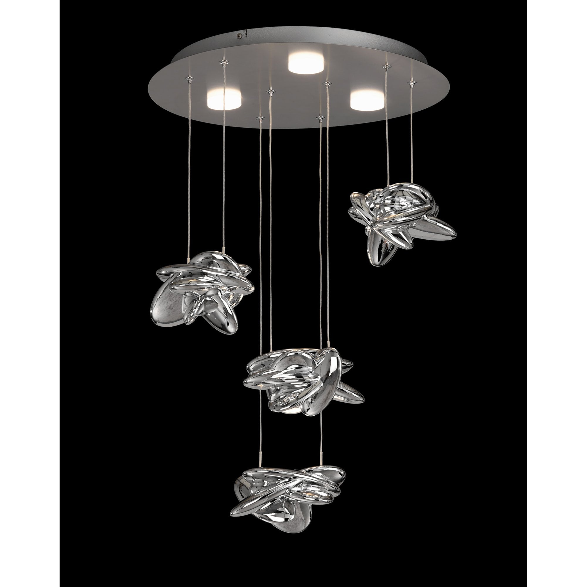 M5903 Nido Pendant 45cm Round 4 + 2 Lights 24W + 10W LED Chrome