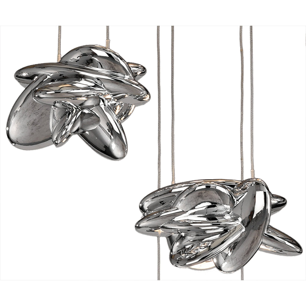 M5903 Nido Pendant 45cm Round 4 + 2 Lights 24W + 10W LED Chrome