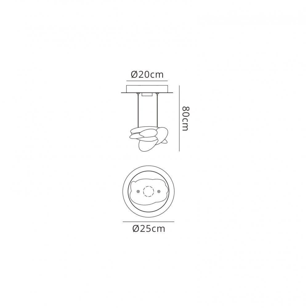 M5904 Nido Pendant 25cm Round 1 + 1 Lights 6W + 5W LED Chrome