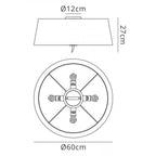 M1909 Ninette Flush Ceiling 4 Light E27 Polished Chrome Ivory White Shade