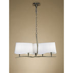 M1920 Ninette Pendant 3 Arm 6 Light E14 Antique Brass Ivory White Shades