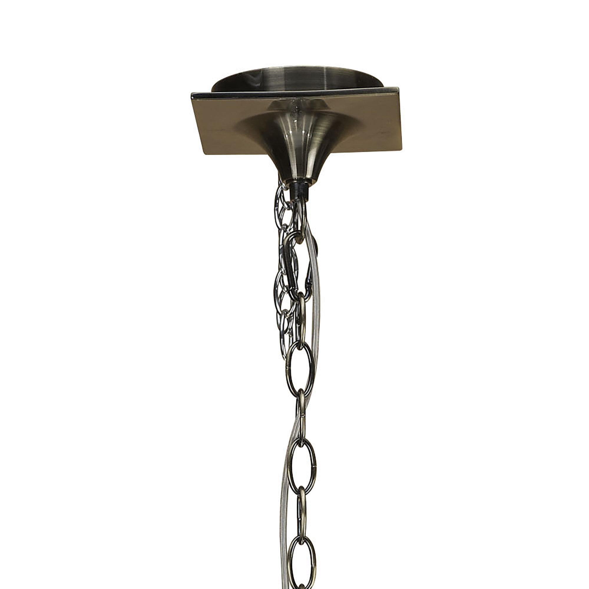 M1920 Ninette Pendant 3 Arm 6 Light E14 Antique Brass Ivory White Shades