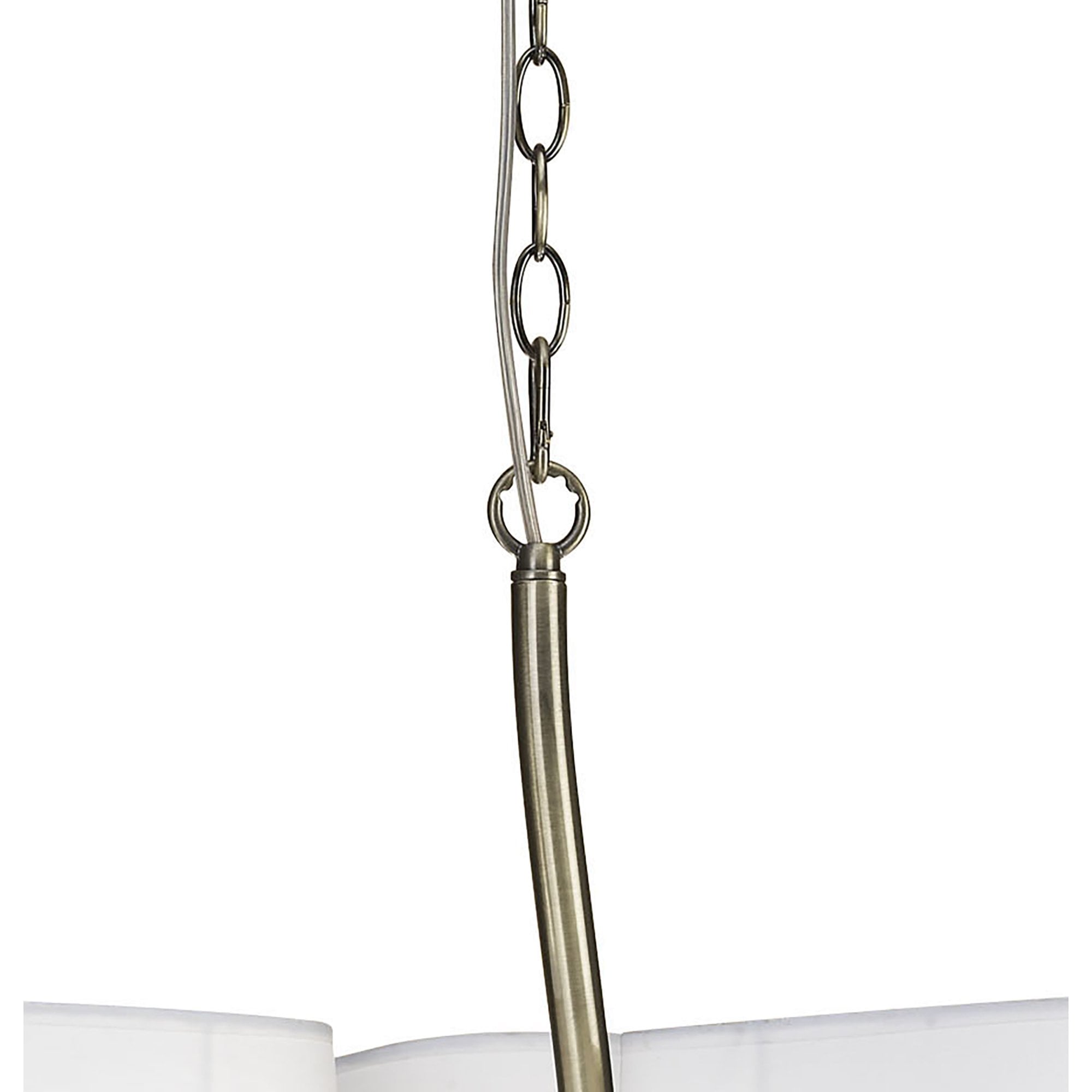 M1920 Ninette Pendant 3 Arm 6 Light E14 Antique Brass Ivory White Shades