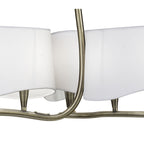 M1920 Ninette Pendant 3 Arm 6 Light E14 Antique Brass Ivory White Shades