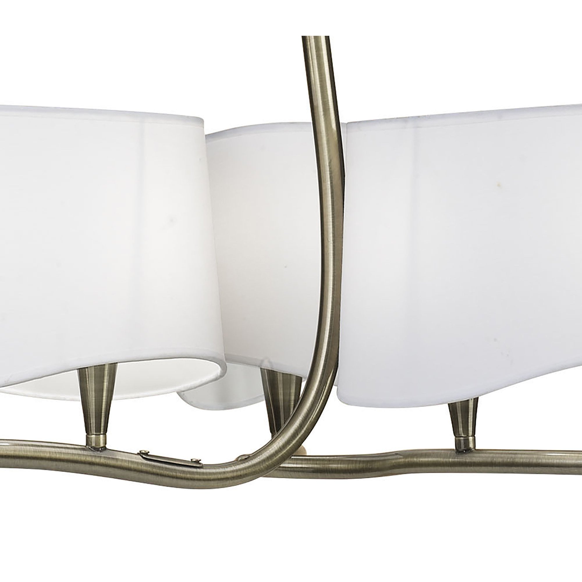 M1920 Ninette Pendant 3 Arm 6 Light E14 Antique Brass Ivory White Shades