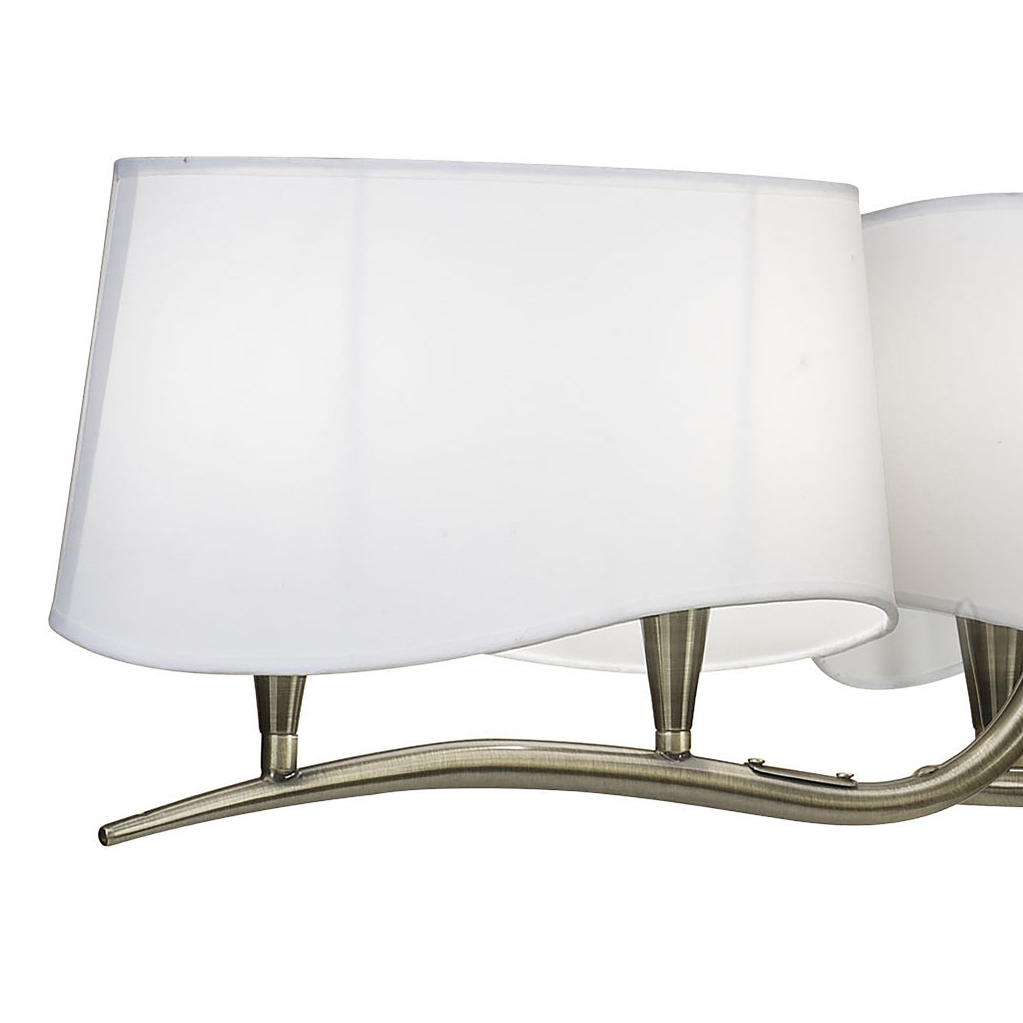 M1920 Ninette Pendant 3 Arm 6 Light E14 Antique Brass Ivory White Shades