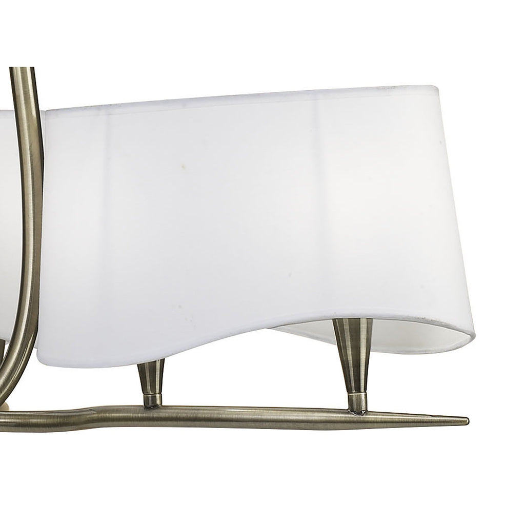 M1920 Ninette Pendant 3 Arm 6 Light E14 Antique Brass Ivory White Shades