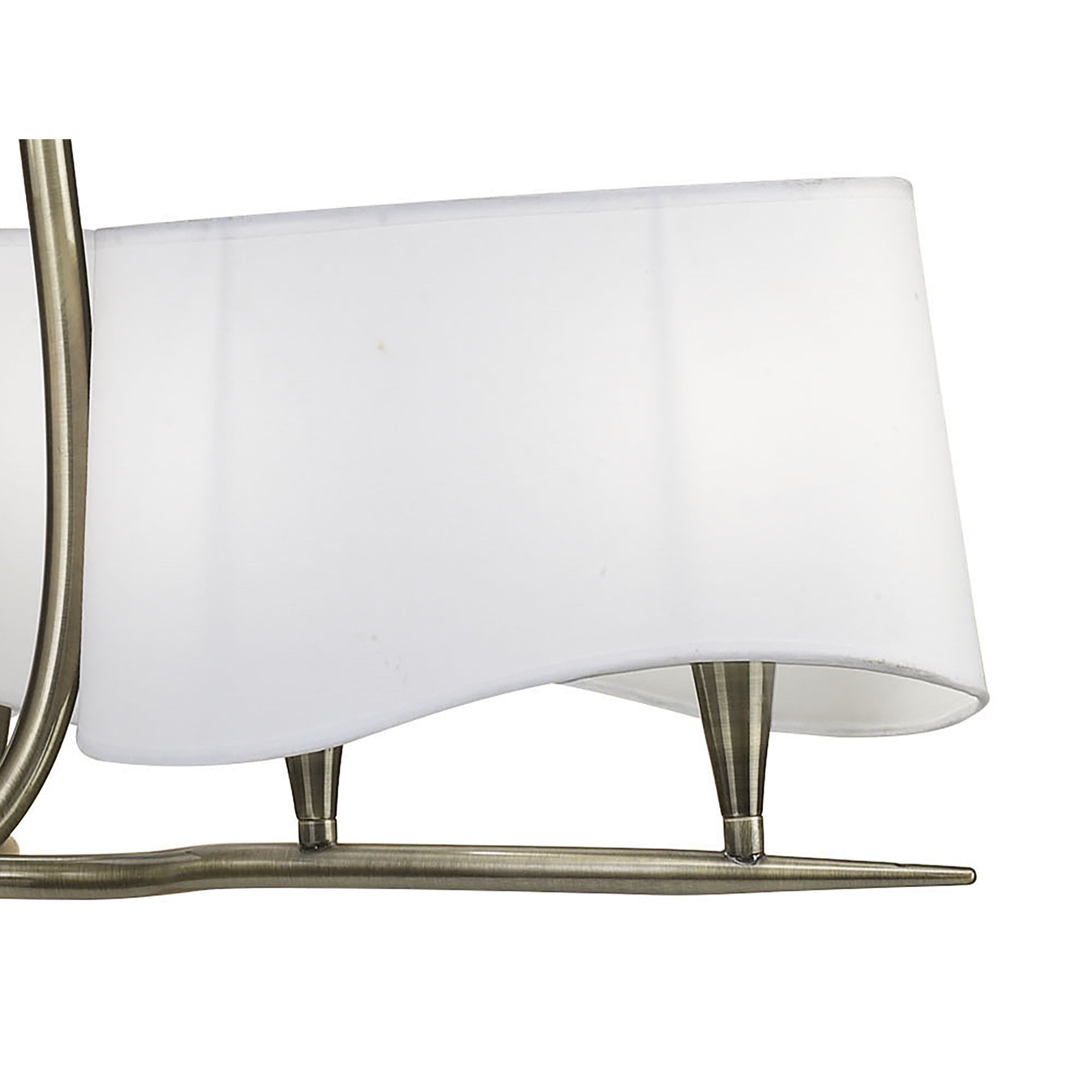 M1920 Ninette Pendant 3 Arm 6 Light E14 Antique Brass Ivory White Shades