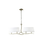M1921 Ninette Linear Pendant 2 Arm 4 Light E14 Antique Brass Ivory White Shades
