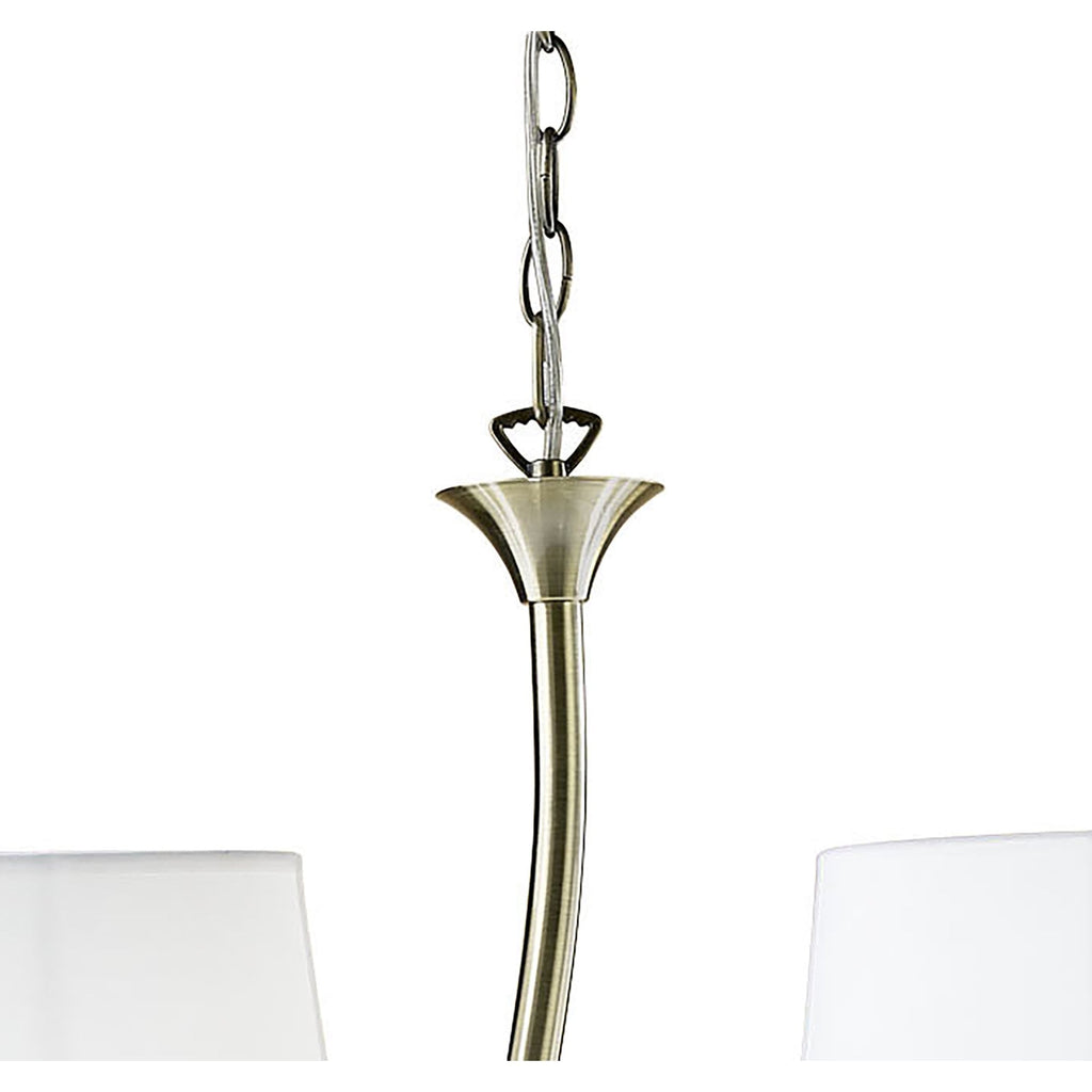 M1921 Ninette Linear Pendant 2 Arm 4 Light E14 Antique Brass Ivory White Shades