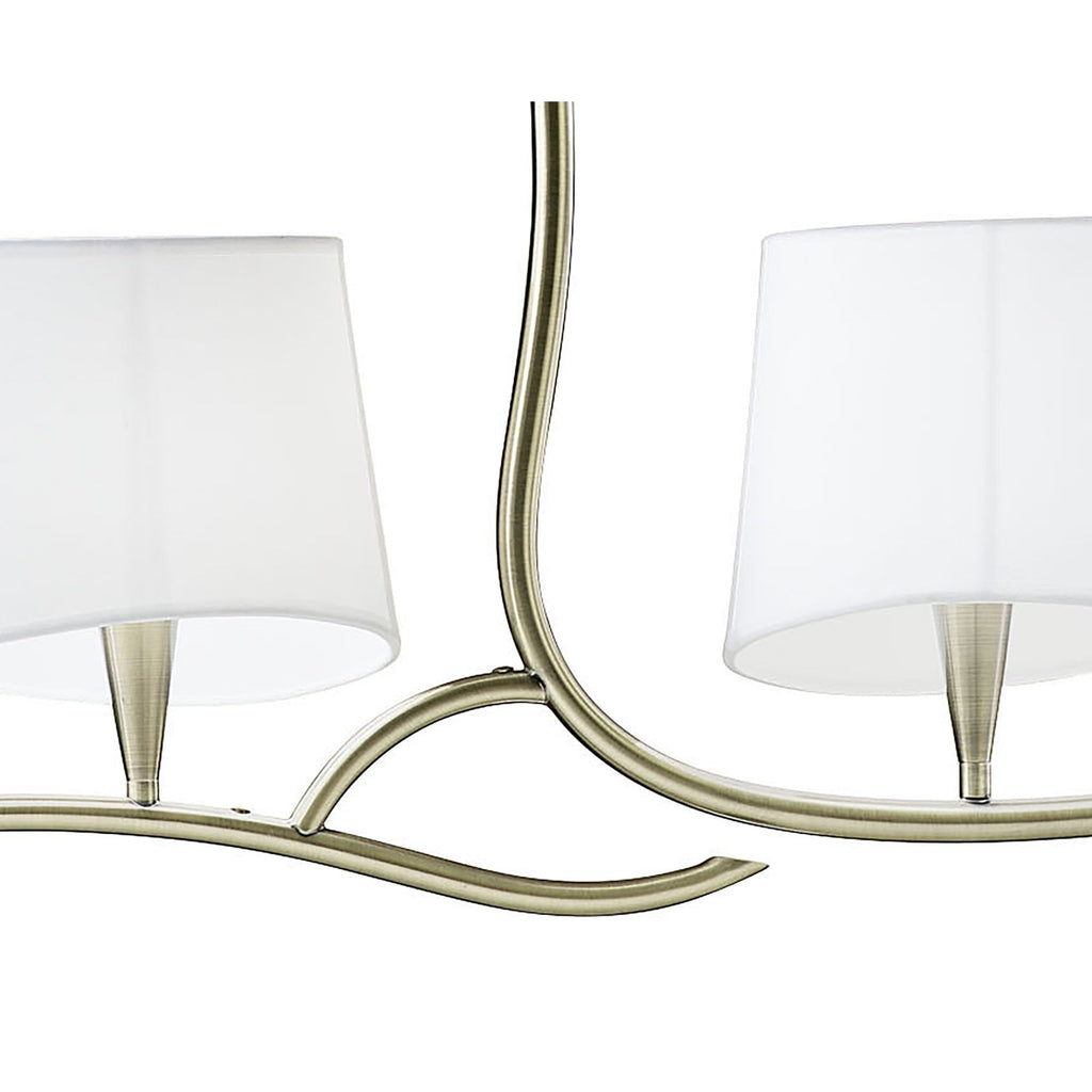 M1921 Ninette Linear Pendant 2 Arm 4 Light E14 Antique Brass Ivory White Shades
