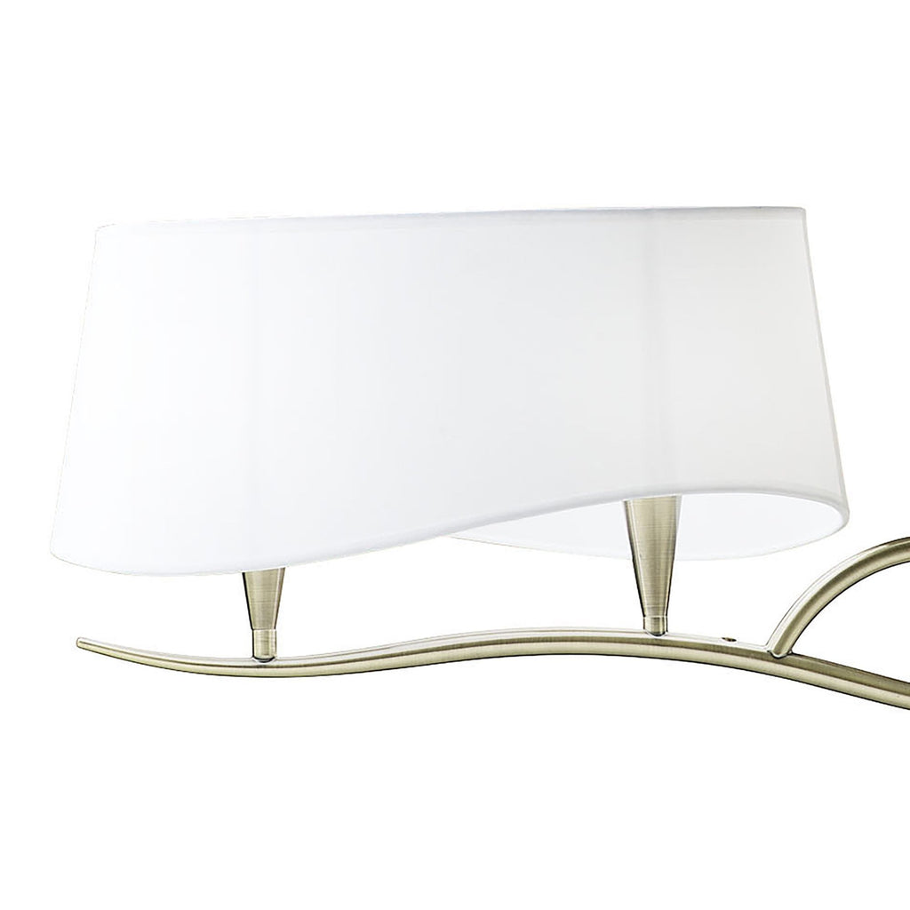 M1921 Ninette Linear Pendant 2 Arm 4 Light E14 Antique Brass Ivory White Shades