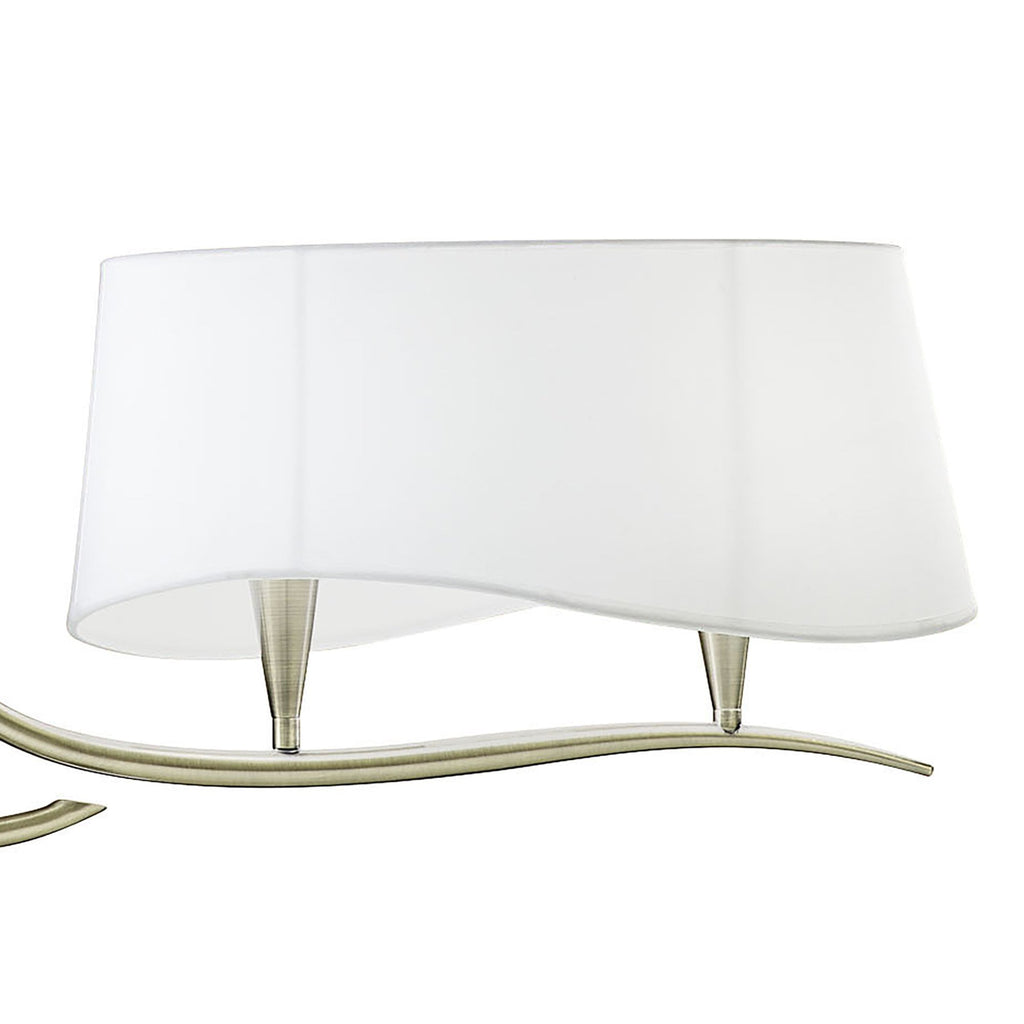 M1921 Ninette Linear Pendant 2 Arm 4 Light E14 Antique Brass Ivory White Shades