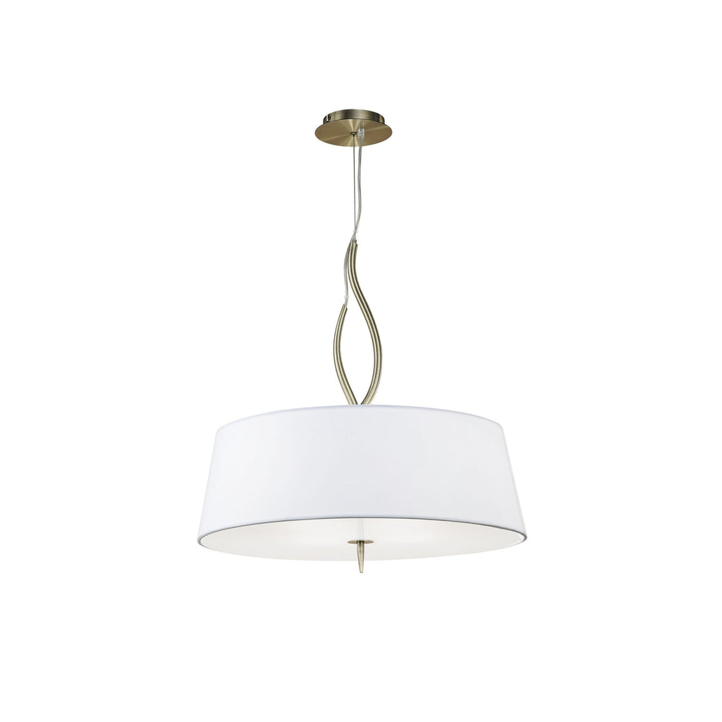 M1922 Ninette Pendant 4 Light E27 Antique Brass Ivory White Shades