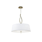M1922 Ninette Pendant 4 Light E27 Antique Brass Ivory White Shades