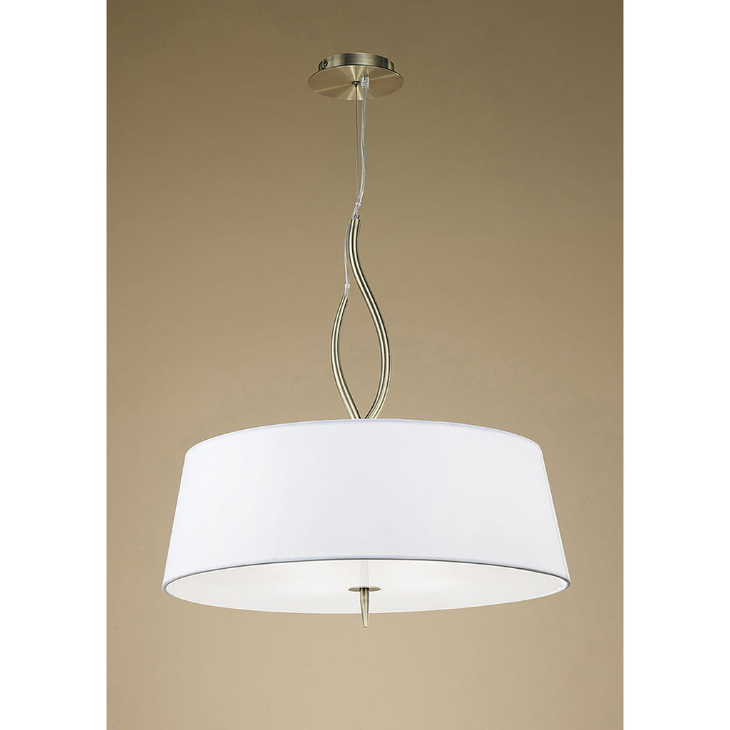 M1922 Ninette Pendant 4 Light E27 Antique Brass Ivory White Shades