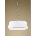M1922 Ninette Pendant 4 Light E27 Antique Brass Ivory White Shades
