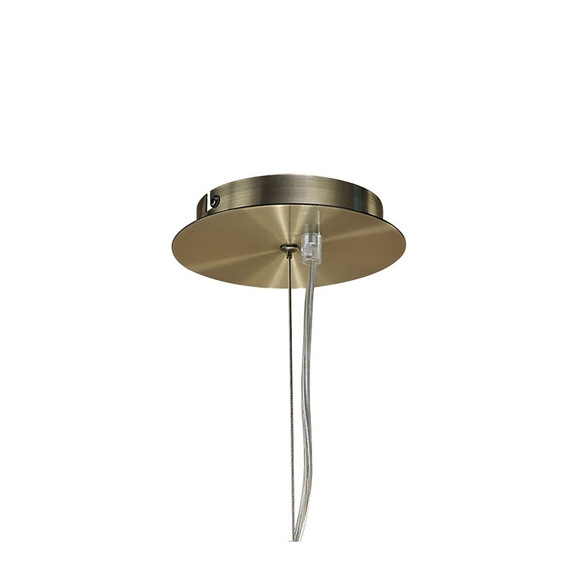 M1922 Ninette Pendant 4 Light E27 Antique Brass Ivory White Shades